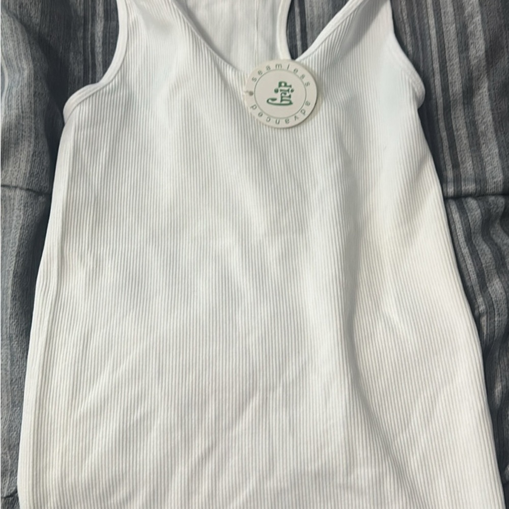 White Ribbed Sleeveless Top